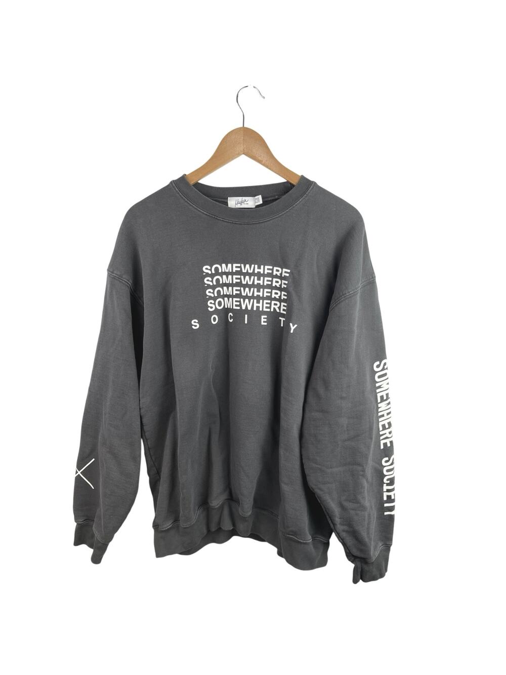 Mayfair The Label Mens Gray Somewhere Society Graphic Pullover Sweatshirt Top OS